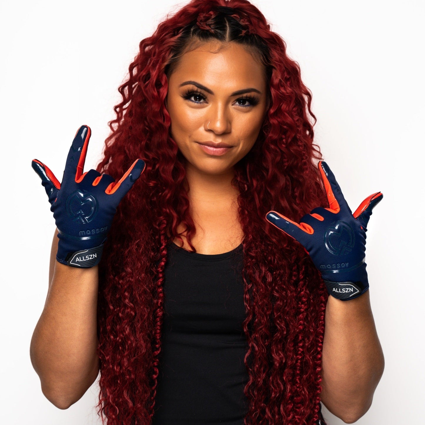 Navy/Red ALLSZN Receiver Gloves